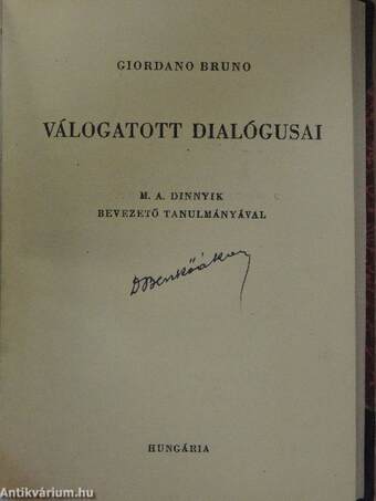 Giordano Bruno válogatott dialógusai