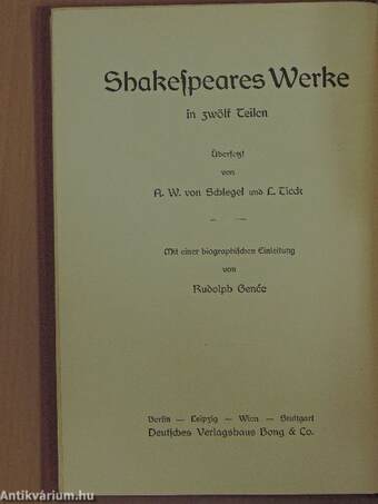 Shakespeares Werke 3-12. (gótbetűs) (nem teljes sorozat)