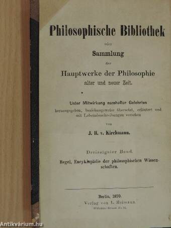 Encyklopädie der philosophischen Wissenschaften im Grundrisse