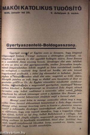 Makói Katolikus Tudósító 1936-37/1-24.