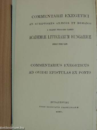 Commentarius exegeticus ad Ovidii Epistulas ex Ponto