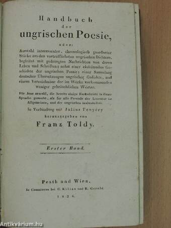 Handbuch der ungrischen Poesie I. (töredék)