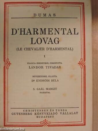 D'Harmental lovag I-IV.