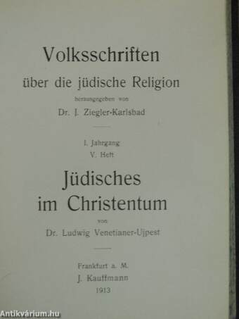 Volksschriften über die jüdische Religion 1912-1913.