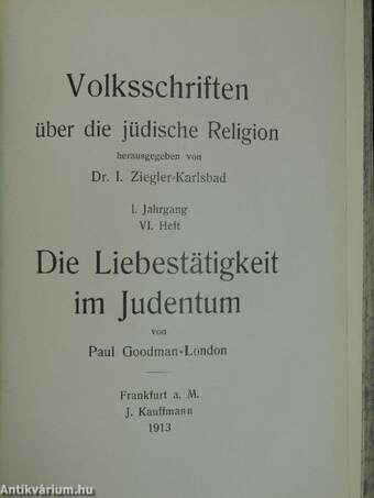 Volksschriften über die jüdische Religion 1912-1913.