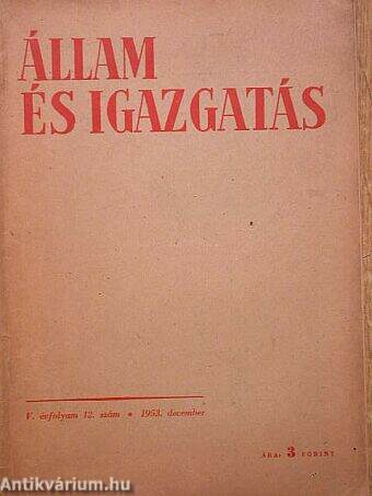 Állam és igazgatás 1953. december