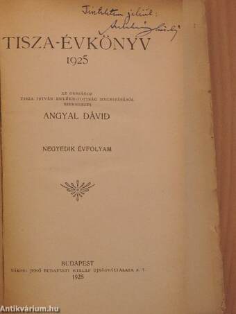 Tisza-évkönyv 1925