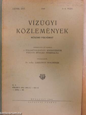 Vízügyi Közlemények 1946/1-4.