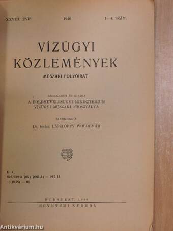 Vízügyi Közlemények 1946/1-4.