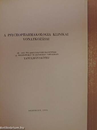 A psychopharmakologia klinikai vonatkozásai