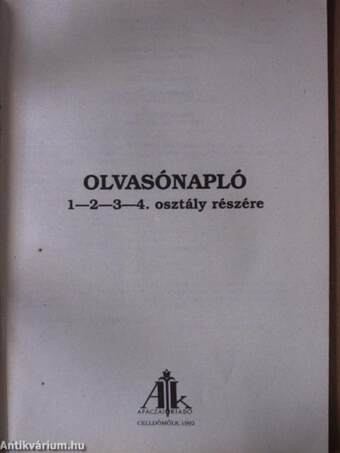 Olvasónapló 1-2-3-4. osztály részére