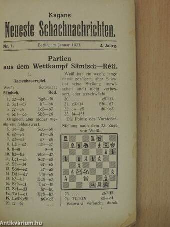 Kagans Neueste Schachnachrichten Januar 1923.