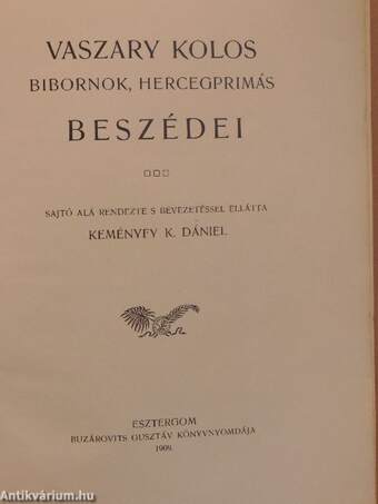 Vaszary Kolos bibornok, hercegprimás beszédei