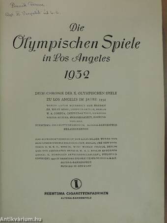 Die Olympischen Spiele in Los Angeles 1932