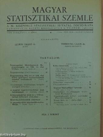 Magyar Statisztikai Szemle 1946. julius-szeptember