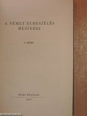 A német elbeszélés mesterei I.