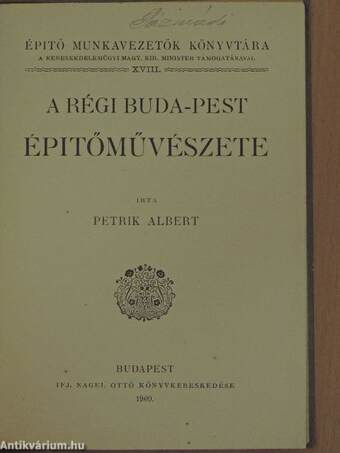 A régi Buda-Pest épitőművészete