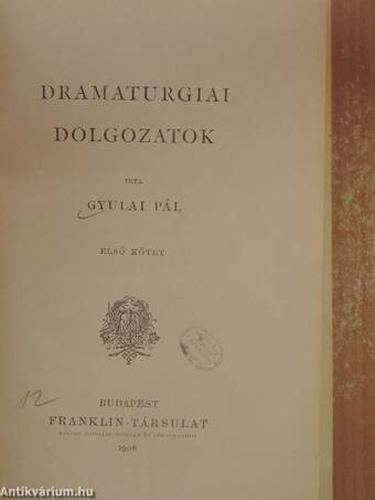 Dramaturgiai dolgozatok I.