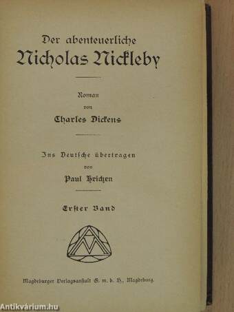 Der abenteuerliche Nicholas Nickleby I-II. (gótbetűs)