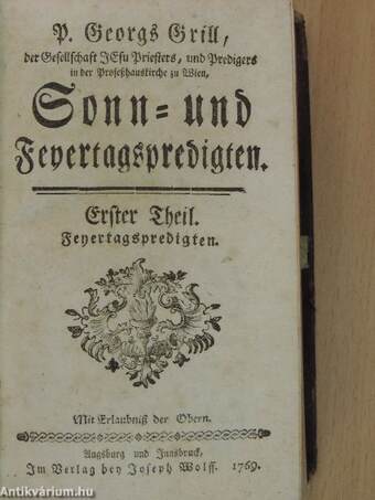 Sonn- und Feyertagspredigten I-II. (gótbetűs)