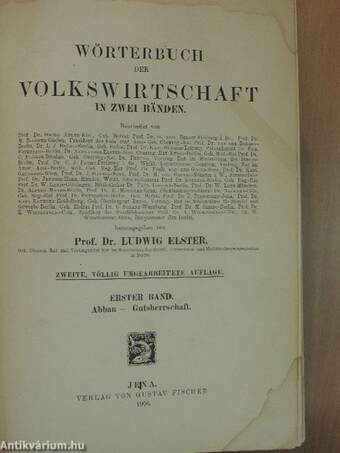 Wörterbuch der Volkswirtschaft I-II.