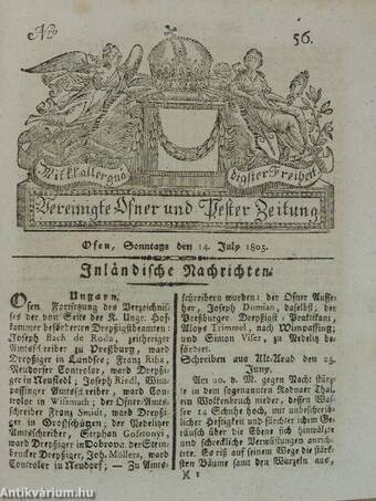 Vereinigte Ofner und Pester Zeitung 1805. (nem teljes évfolyam) (gótbetűs)