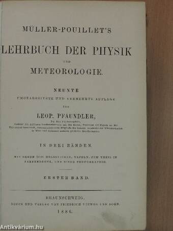 Müller-Pouillet's lehrbuch der physik und meteorologie I-III.