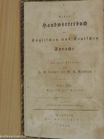 A new dictionary of the english and german languages I-II.