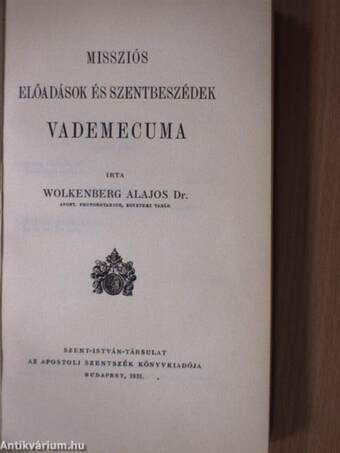 Missziós előadások és szentbeszédek Vademecuma