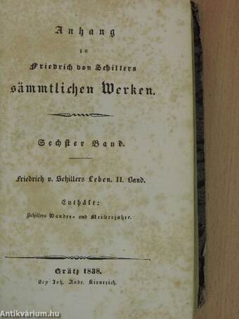 Anhang zu Friedrich von Schillers sämmtlichen Werken I-II. (gótbetűs)