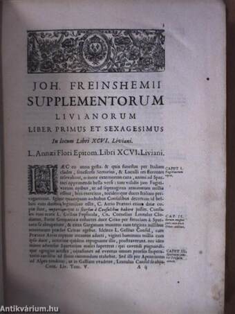 Titi Livii Patavini historiarum libri qui extant. Joh. Freinshemii V. (töredék)