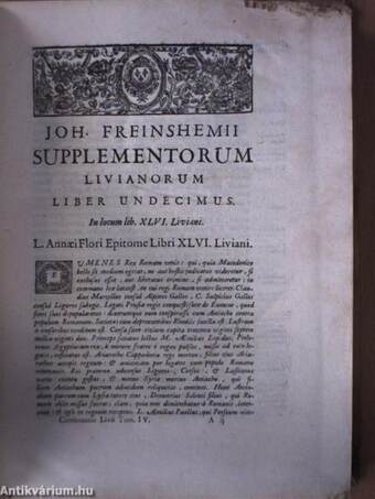 Titi Livii Patavini historiarum libri qui extant. Joh. Freinshemii IV. (töredék)