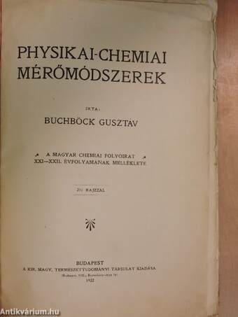 Physikai-chemiai mérőmódszerek