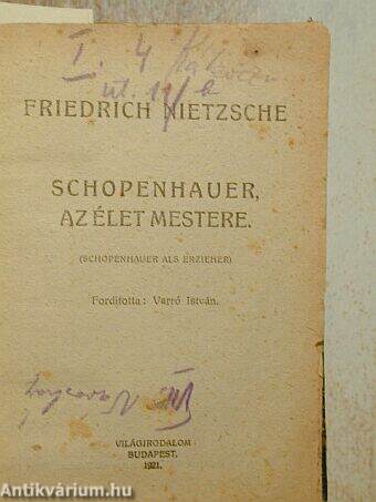 Schopenhauer, az élet mestere/A modern magyar irodalom
