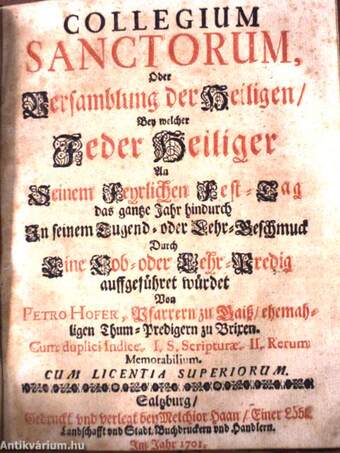 Consilium Dominicum, oder Sonntäglicher Raths-Tag/Collegium Sanctorum oder Versamblung der Heiligen (gótbetűs)