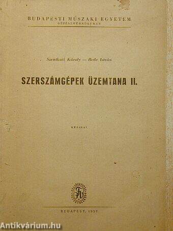 Szerszámgépek üzemtana II.