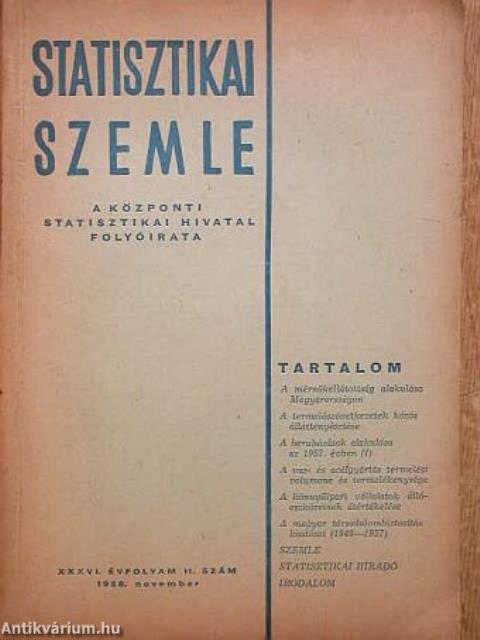 Statisztikai Szemle 1958. november