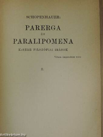 Parerga és Paralipomena I-IV.