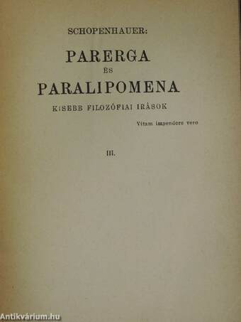 Parerga és Paralipomena I-IV.