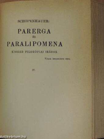 Parerga és Paralipomena I-IV.