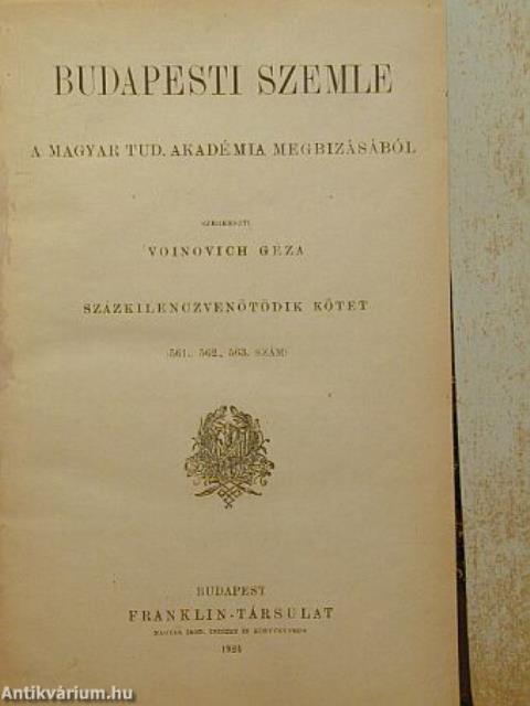 Budapesti Szemle 195. kötet 561-563. szám/196. kötet 564-566. szám/197. kötet 567-570. szám