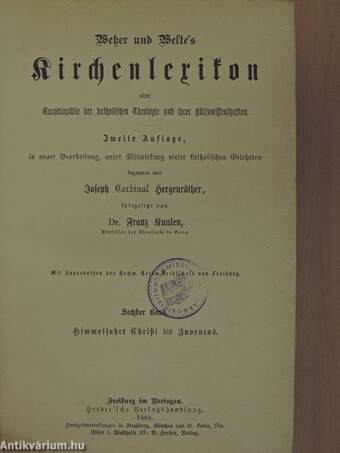 Wetzer und Welte's Kirchenlexikon 6. (gótbetűs) (töredék)