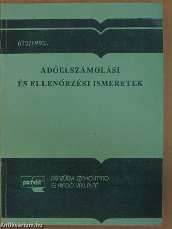 Adóelszámolási és ellenőrzési ismeretek 1992. évtől