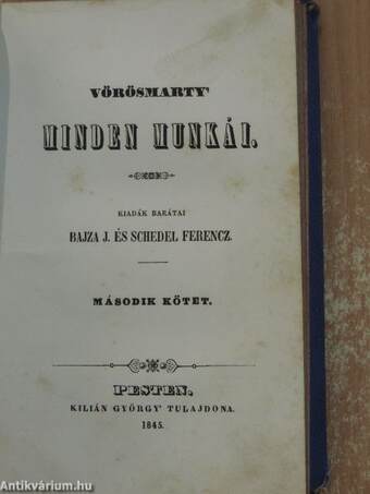 Vörösmarty' minden munkái 1-2. (töredék)