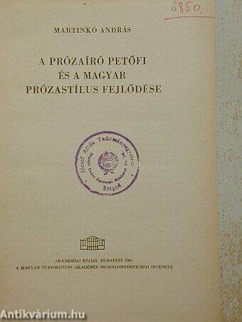 A prózaíró Petőfi és a magyar prózastílus fejlődése