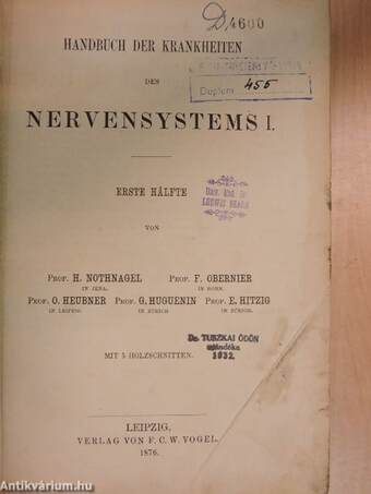 Handbuch der Speciellen Pathologie und Therapie XI/1. (töredék)