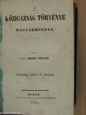 A' közigazság törvénye Magyarhonban II/1-2.