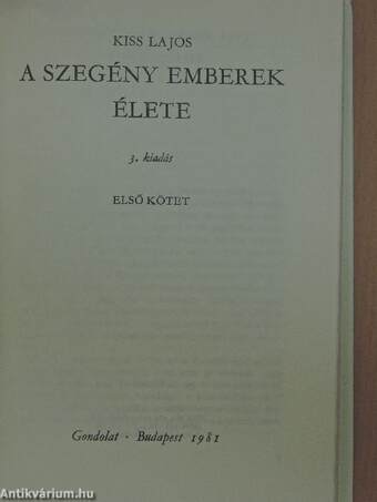 A szegény emberek élete I. (töredék)