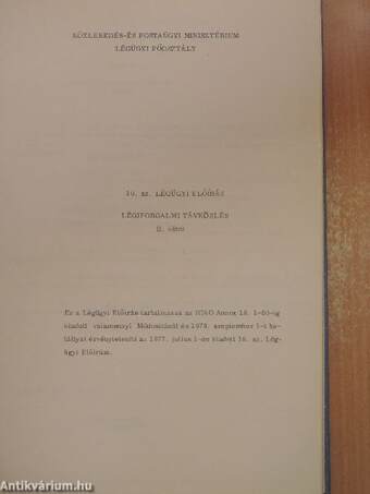 10. sz. légügyi előírás légiforgalmi távközlés 1979. II.