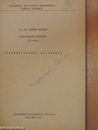 10. sz. légügyi előírás légiforgalmi távközlés 1971. II.